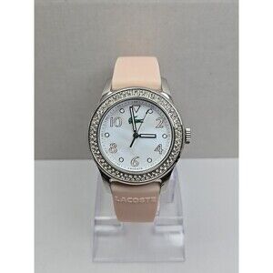 Lacoste Advantage 2000647 Mother Of Pearl Crystal Bezel Pink Watch New Battery